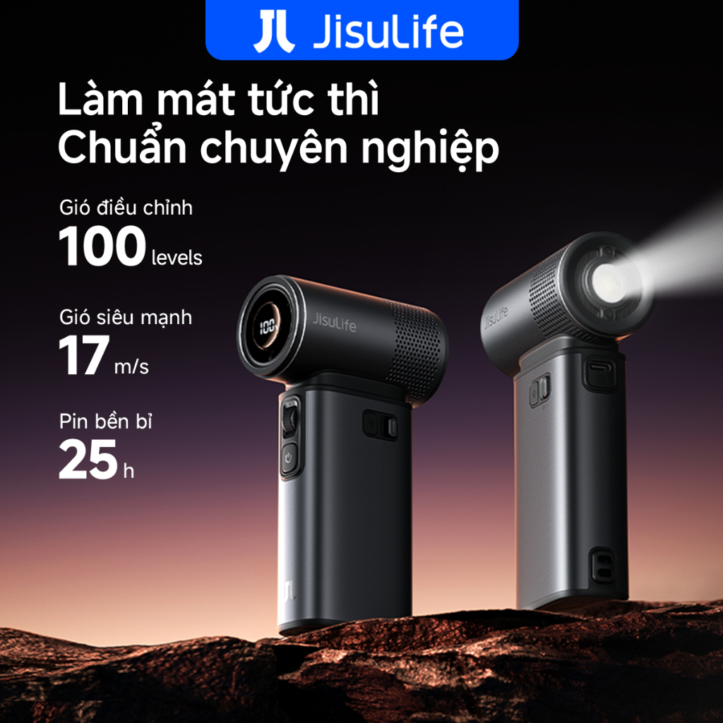 JisuLife Handheld Fan Ultra2 QUẠT CẦM TAY ĐA NĂNG PIN 25H, 100 MỨC GIÓ, ĐÈN PIN, PIN DỰ PHÒNG, BƠM K