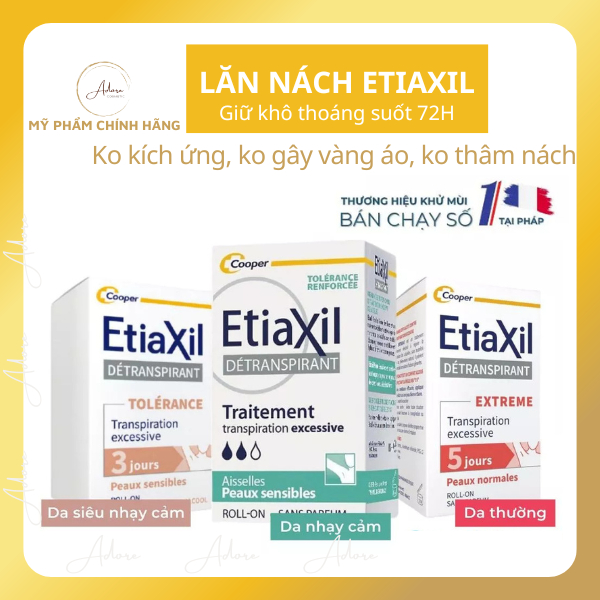Lăn nách Etiaxil Pháp lăn khử mùi và ngăn mồ hôi hiệu quả dành cho nam nữ 15ml