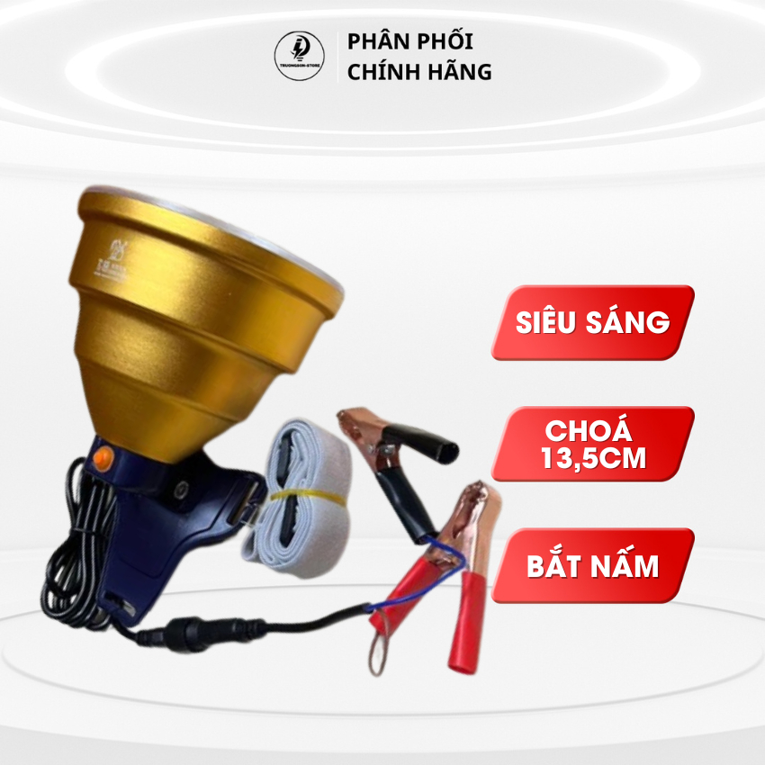 Đèn soi đội đầu soi nấm mối P90 TC 898thuỷ hải sản, đèn cầm tay ánh sáng trắng kẹp ắc quy 9v-24v