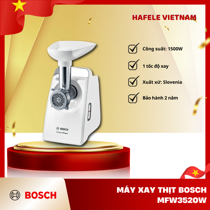 Máy Xay Thịt Bosch MFW3520W – Điều Khiển Nút Nhấn – Tiết Kiệm Không Gian Bếp – FEM
