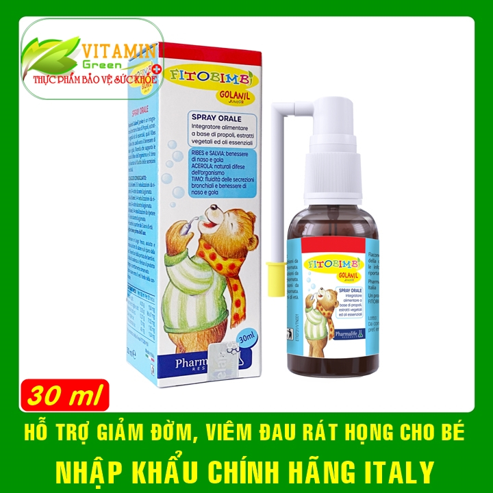 Fitobimbi Golanil Junior xịt giảm đau rát họng cho bé từ thảo dược | Nhập khẩu chính hãng Italy
