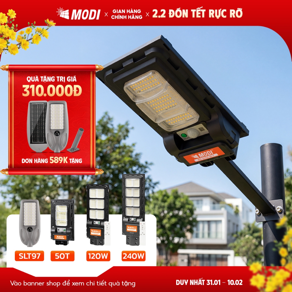 Đèn Năng Lượng Mặt Trời MODI SOLAR, Đèn Led Năng Lượng Mặt Trời Chip Led Siêu Sáng