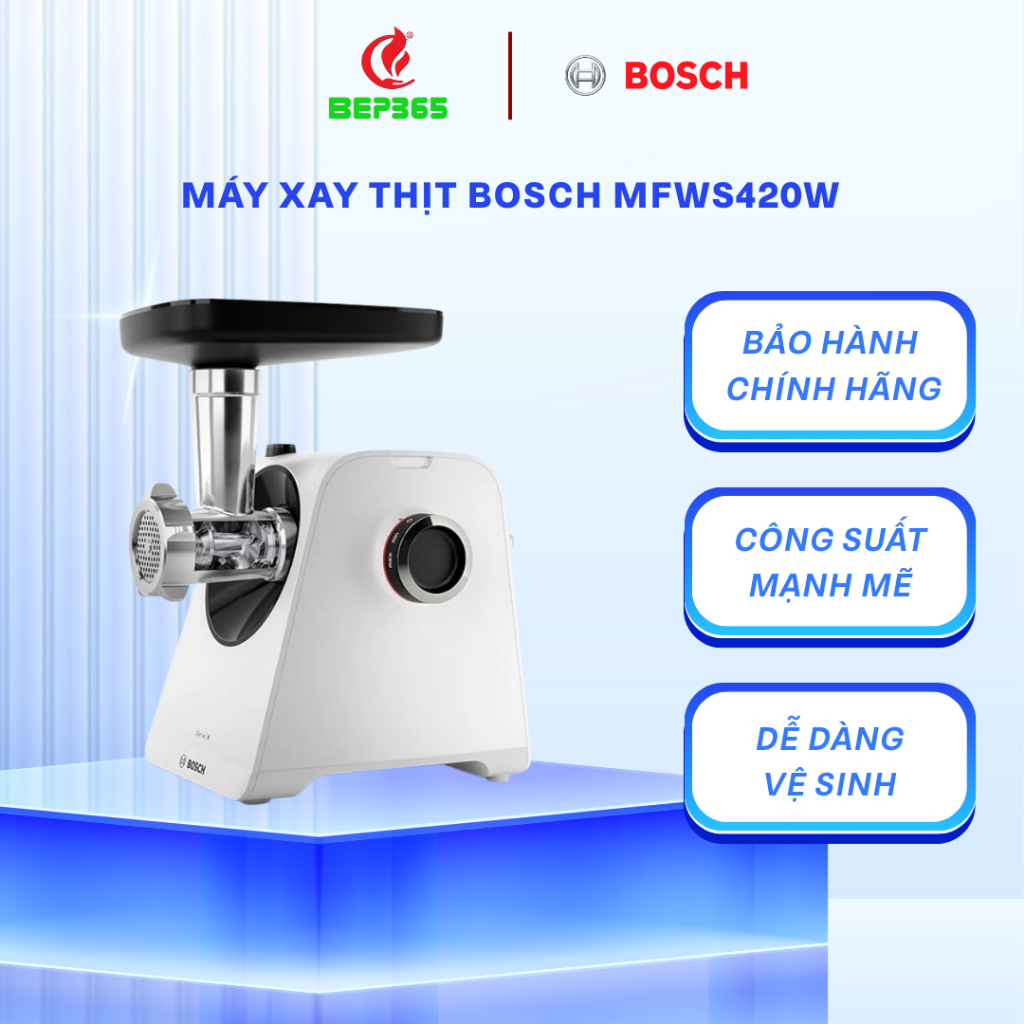 Máy xay thịt Bosch MFWS420W - Xay Nhanh Mạnh Kèm Phụ Kiện Đa Năng