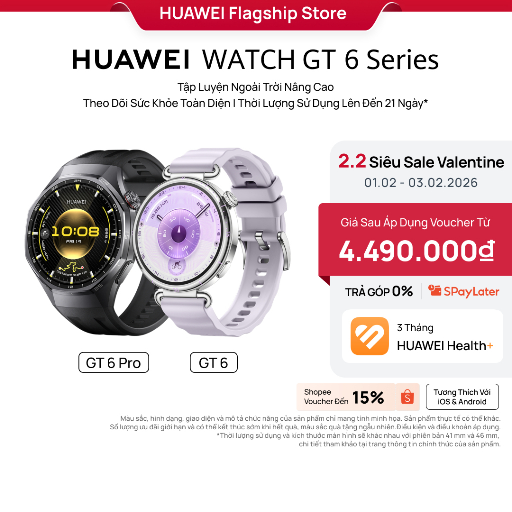 Đồng Hồ Thông Minh HUAWEI WATCH GT6 Series | Tập Luyện Nâng Cao | Theo Dõi Sức Khỏe Toàn Diện | Pin 
