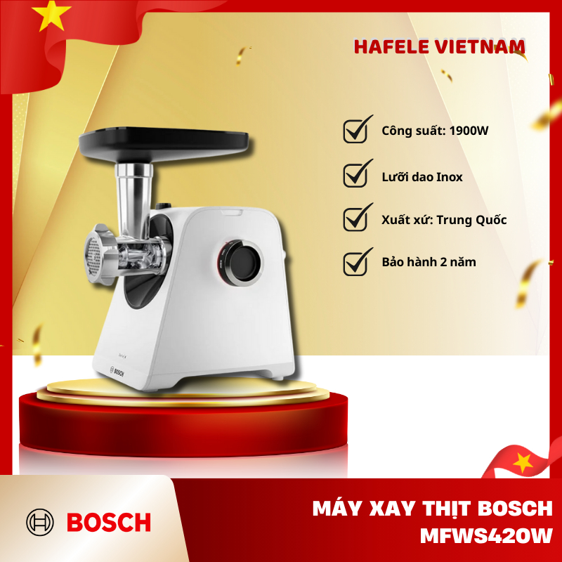Máy Xay Thịt Bosch MFWS420W – Điều Khiển Núm Xoay – Cối Xay Nhựa Cao Cấp – FEM