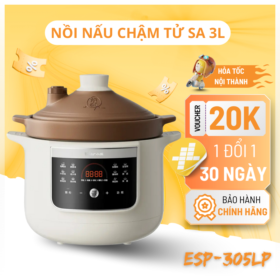Nồi Nấu Chậm Tử Sa Bear Bảo Hành Chính Hãng 18 Tháng 12 Chế Độ Nấu Và Công Nghệ Hầm Vi Áp ESP-305LP