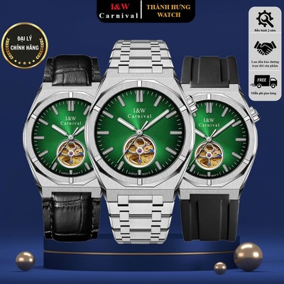 Đồng hồ nam chính hãng I&W Carnival 55883G-T3 Kính sapphire,Chống nước 50m,Bh 24 tháng,Máy cơ (Automatic),dây thép xịn