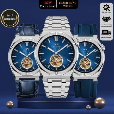 Đồng hồ nam chính hãng I&W Carnival 55883G-T1 Kính sapphire,Chống nước 50m,Bh 24 tháng,Máy cơ (Automatic),dây thép xịn