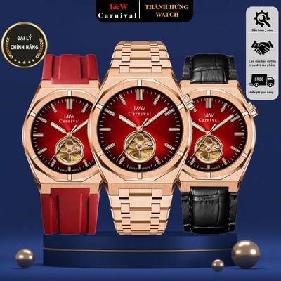 Đồng hồ nam chính hãng I&W Carnival 55883G-T10 Kính sapphire,Chống nước 50m,Bh 24 tháng,Máy cơ (Automatic),dây thép xịn