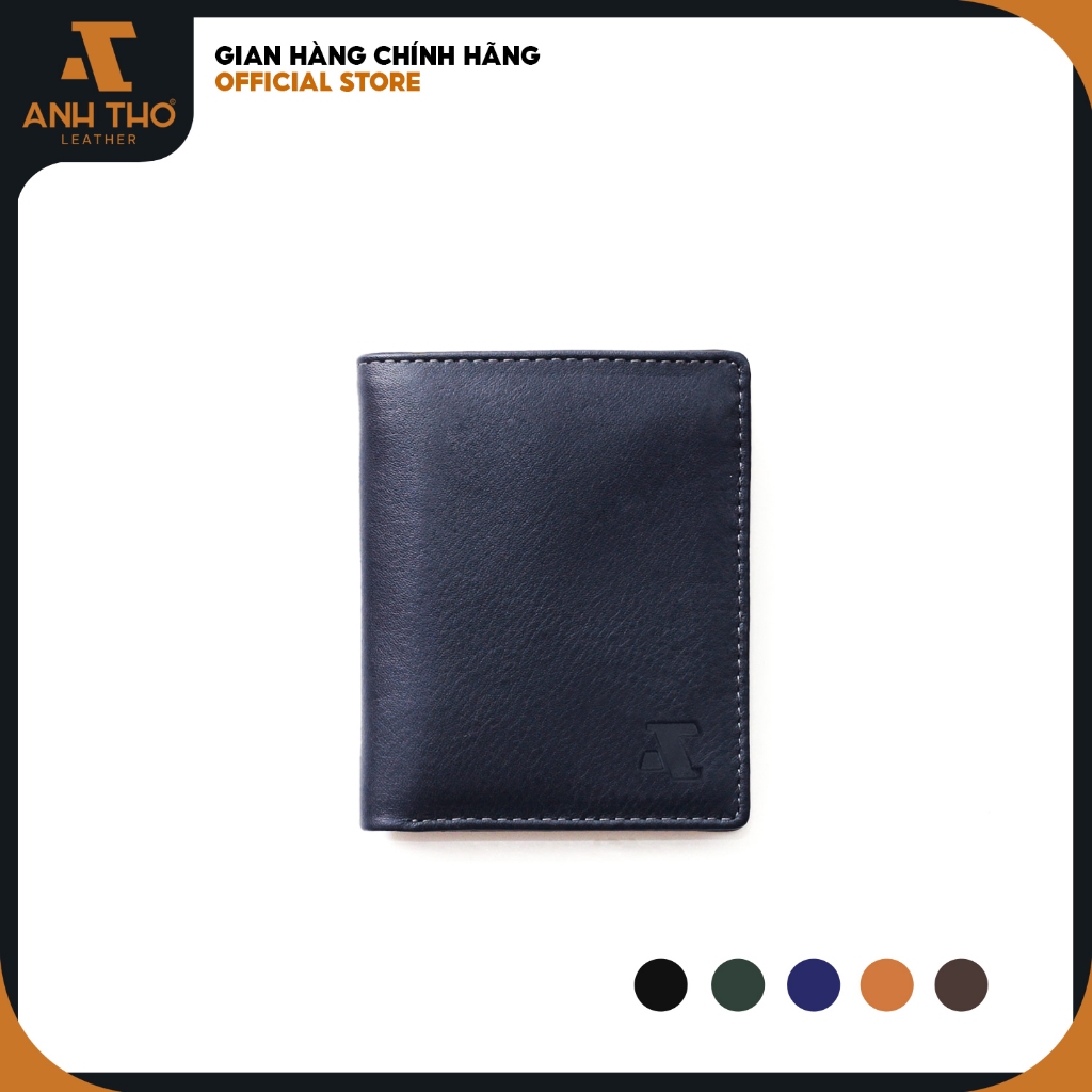 Ví mini da bò AT055, chất da tự nhiên mềm mại, form ví 11x8.5cm, kèm hộp đựng và PBH 03 năm, Anh Tho Leather