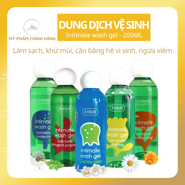 Dung Dịch Vệ Sinh Phụ Nữ Intimate Ziaja DDVS Intima Hoa Lan Chuông Cúc La Mã Vỏ Sồi Bồ Công Anh