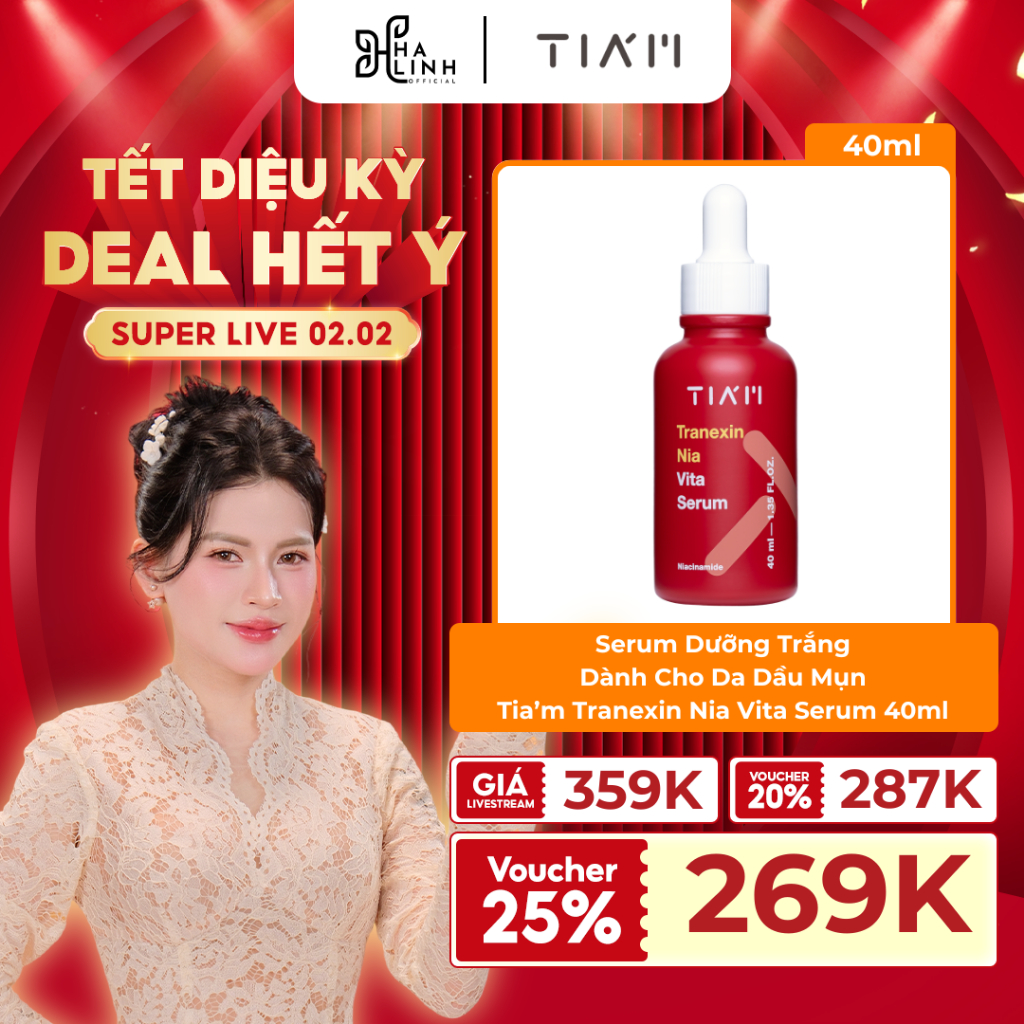 TIA'M x VHL - Serum Dưỡng Trắng Da, Hỗ Trợ Làm Mờ Thâm Nám Tia’m Tranexin Nia Vita Serum 40ml