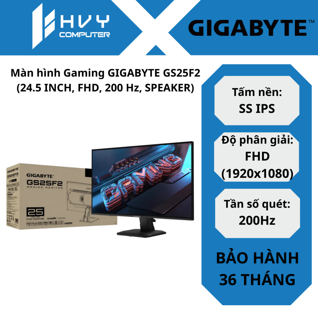 Màn hình Gaming GIGABYTE GS25F2 (24.5 INCH, FHD, 200 Hz, SPEAKER) - Hàng Chính Hãng