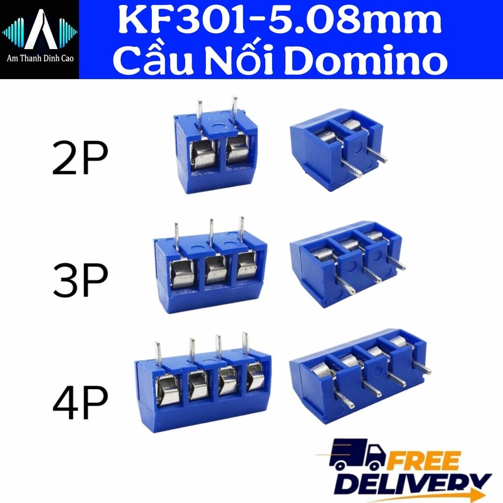 (10 Chiếc) KF301-5.08mm Cầu Nối Domino Terminal 2P 3P 4P Cho Mạch Điện Tử Diy