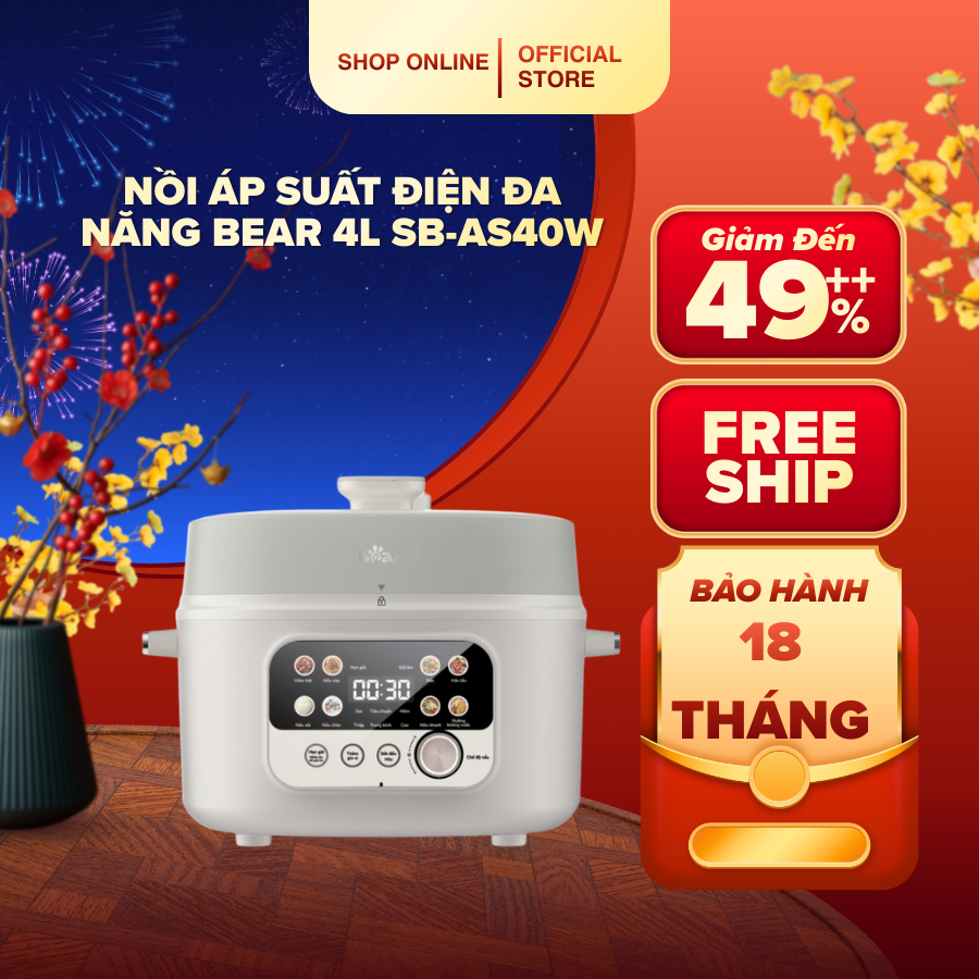 Nồi Áp Suất Điện Đa Năng Bear 4L SB-AS40W