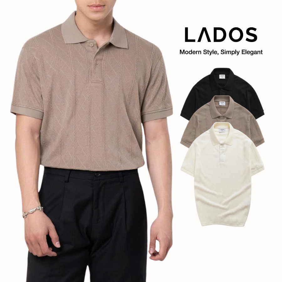 Áo Polo Ngắn Tay Nam LADOS-9224 form regular fit chất thun vân nổi dệt kim, thiết kế basic sang trọn