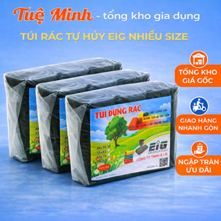 Túi đựng rác tự hủy EIG 1kg nhiều size, túi rác đen cao cấp, dẻo dai, vệ sinh, thân thiện môi tường