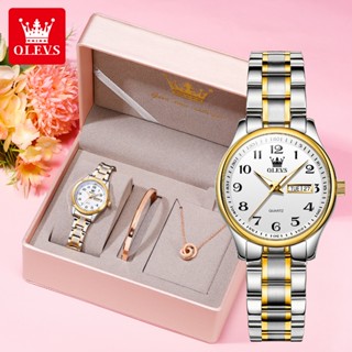 OLEVS Bộ Đồng Hồ nữ Tuyệt vời Chính hãng dây đeo bằng thép không Mặt đồng hồ vuông chống thấm 5567