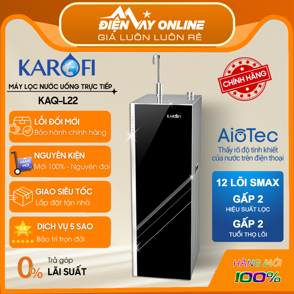 [CHÍNH HÃNG] Máy Lọc Nước RO Mỹ 12 lõi KAROFI KAQ-L22 - Giám sát từ xa bằng smartphone