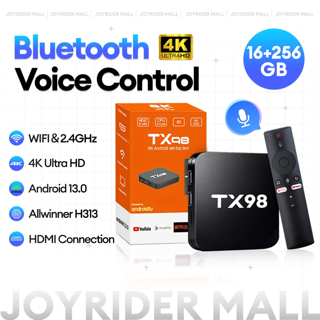 TV Box Android 13.0 - TX98 Pro - 4K UHD - 16G+256G - Điều Khiển Giọng Nói - Bluetooth