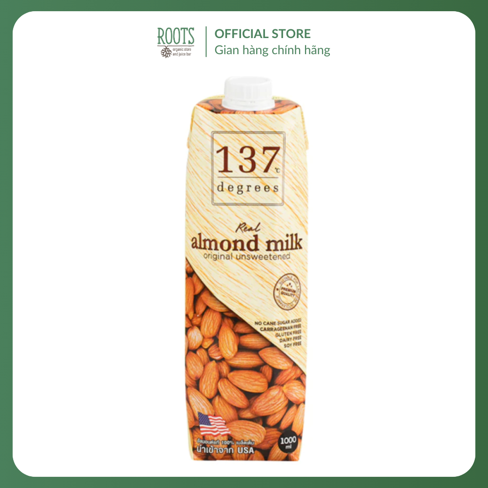 (Ship hỏa tốc) 137 DEGREES - Sữa Hạnh Nhân Không Đường, Real Almond Milk, Original Unsweetened (1000