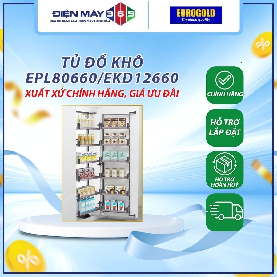 TỦ ĐỒ KHÔ INOX 304 NAN DẸT/TRÒN 6 TẦNG EKD12660 – EUROGOLD