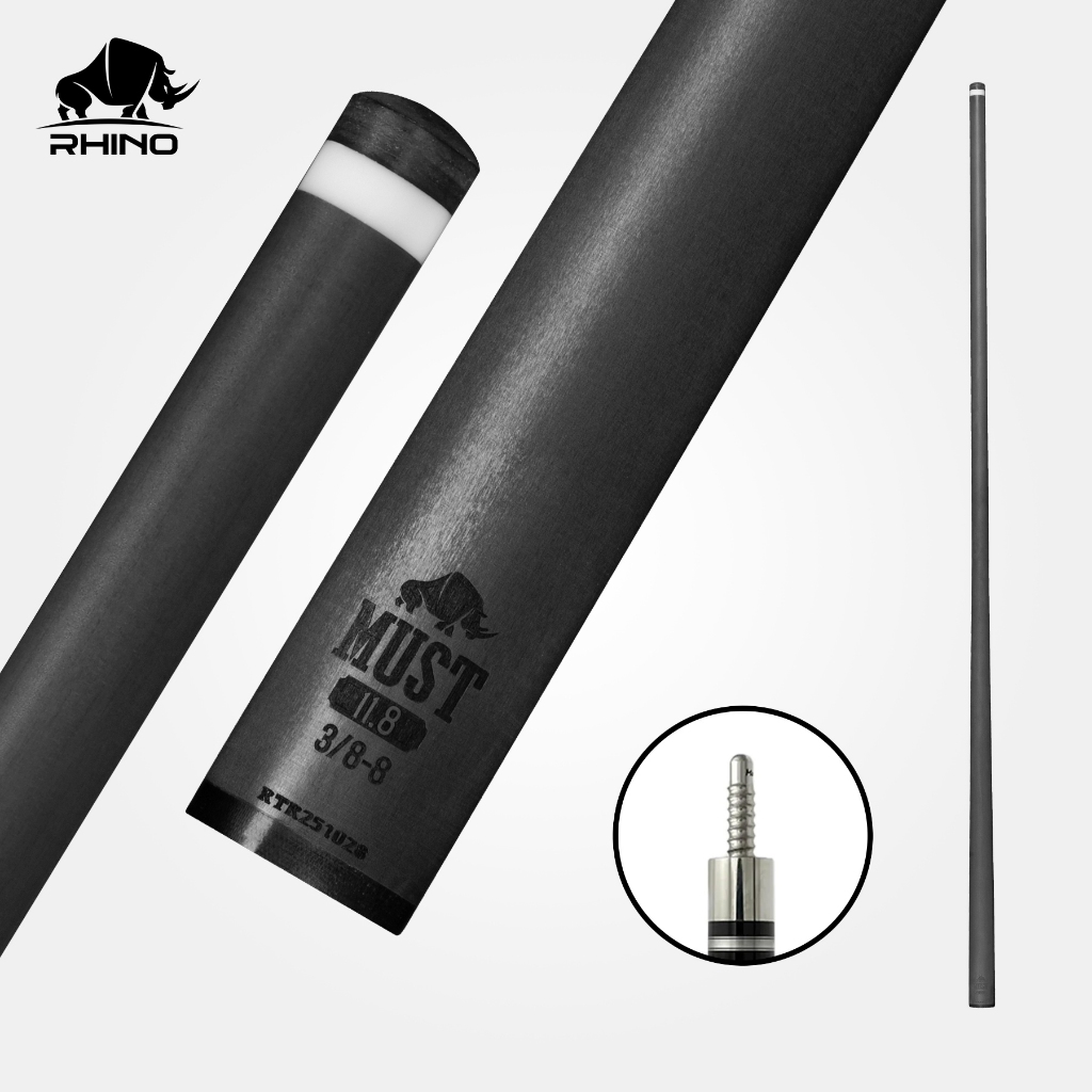Ngọn Cơ Bida Rhino MUST 30" – Carbon Cao Cấp – Ren 3/8-8, 3/8-10, 5/16-18, Q-Loc – Chính Hãng