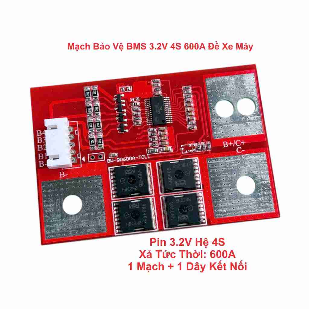 Mạch đề xe máy BMS 4S 3.2V 600A - Mạch đề xe máy BMS 600A 3.2V bảo vệ pin khởi động