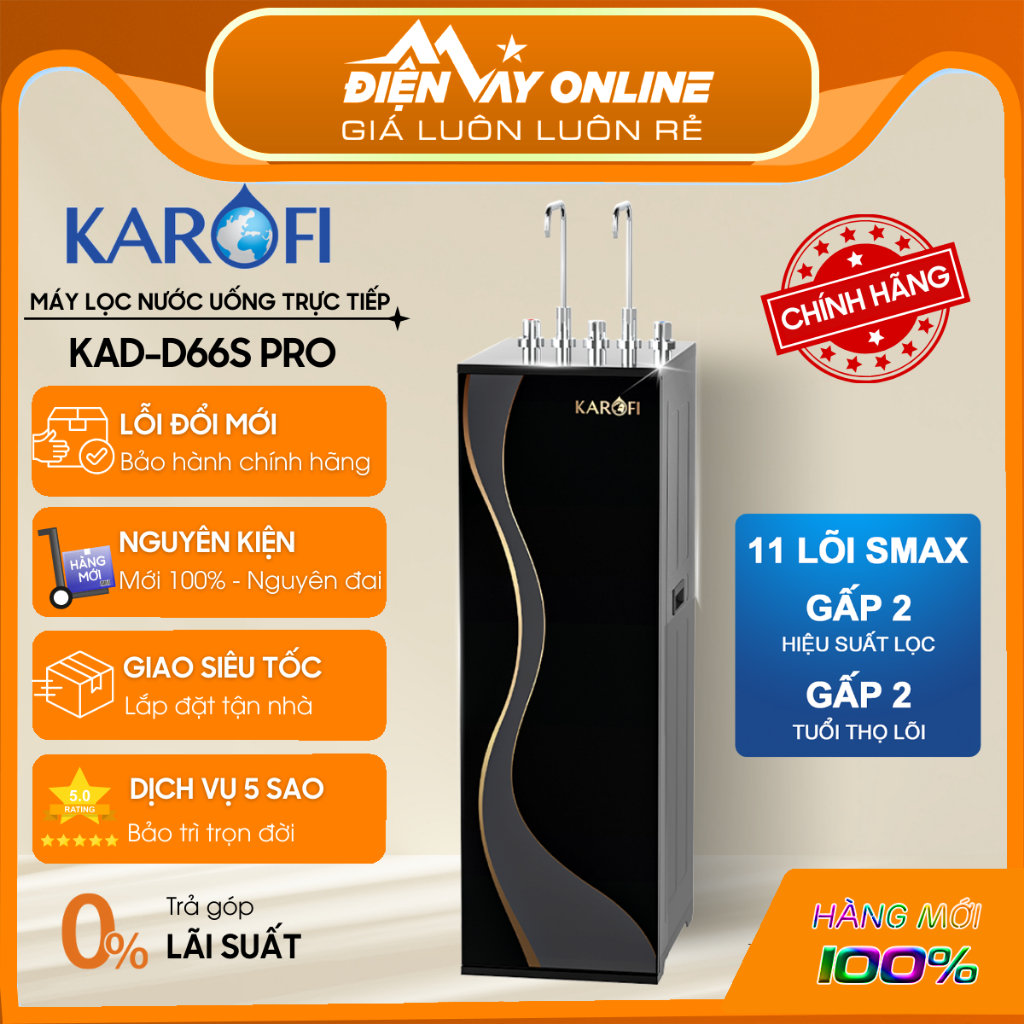 [CHÍNH HÃNG] Máy lọc nước nóng lạnh Karofi KAD-D66S PRO - Nước Nóng+Lạnh+Nguội - 11 Lõi Lọc