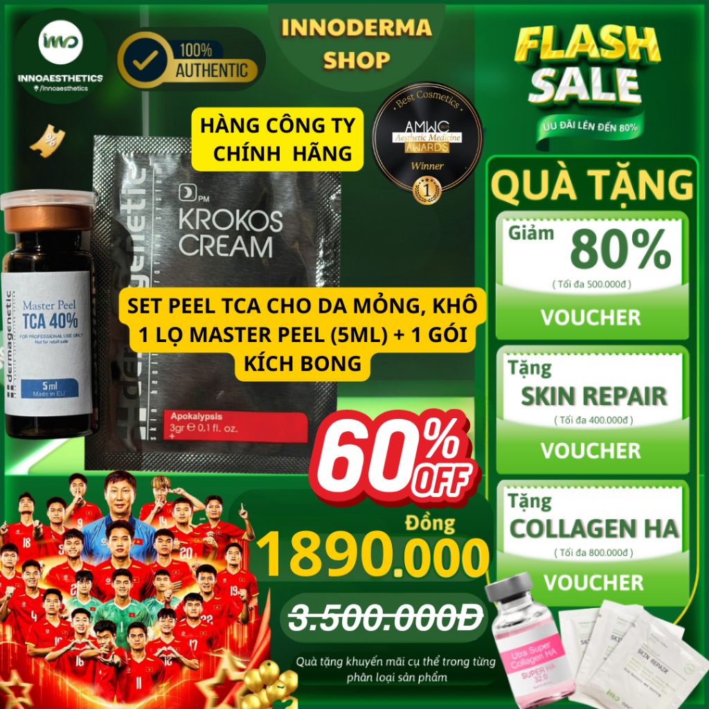 [HÀNG CÔNG TY CHÍNH HÃNG ] Bộ 3 Peel TCA Dermagenetic TCA10%, TCA20%, Master Peel TCA40% (5ml,100ml)