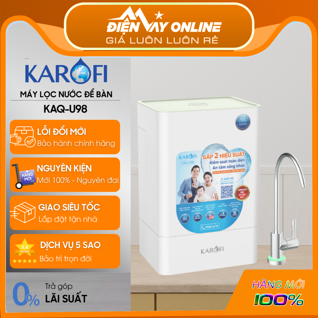 [CHÍNH HÃNG] Máy lọc nước để gầm Karofi KAQ-U98 - 10 Lõi lọc - Giám sát từ xa bằng smartphone