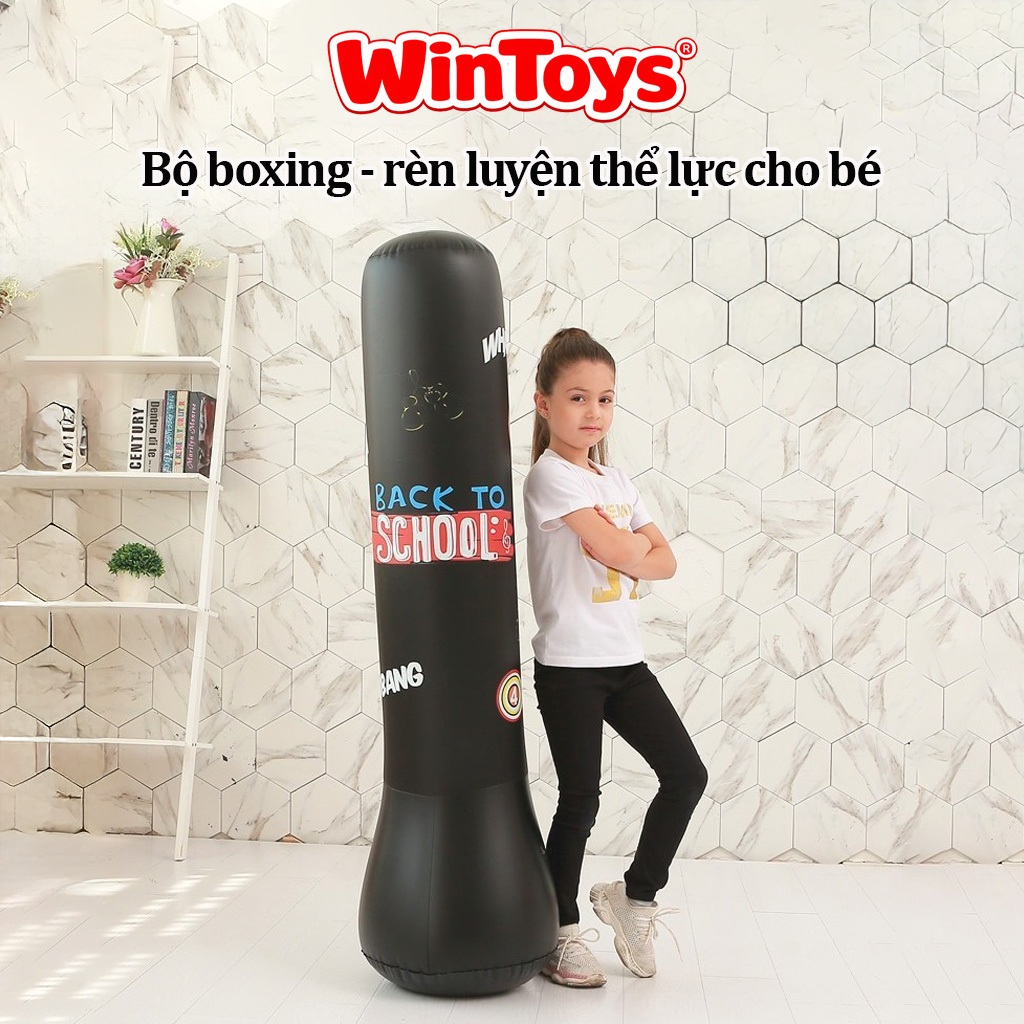 Bộ Đấm Bốc hơi Tại Nhà Tặng Kèm Bơm Cho Bé Cột Đấm Bốc Bằng Hơi Đồ Chơi Boxing Theo Nhạc Cho Bé