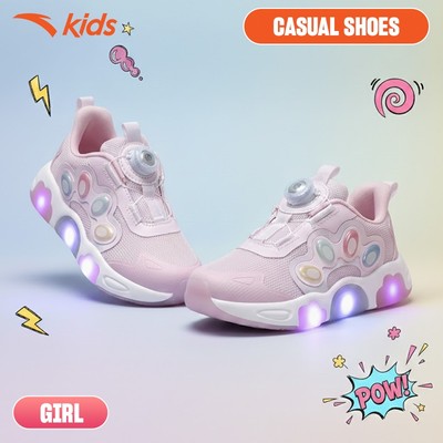 ANTA Kids Giày Thời Trang Phát Sáng Bé Gái Êm Nhẹ, Hạn Chế Trơn Trượt, Khóa Xoay Tiện Lợi 3226A9921