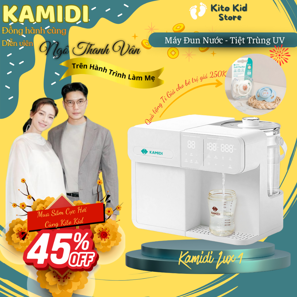 Máy Tiệt Trùng UV Bình Sữa Kamidi Lux 1 Lấy Nước Tự Động Tích Hợp Đun Nước Pha Sữa Cho Bé