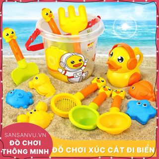 Đồ chơi xúc cát nhiều chi tiết kèm xô, đồ chơi đi biển cho bé trai, bé gái