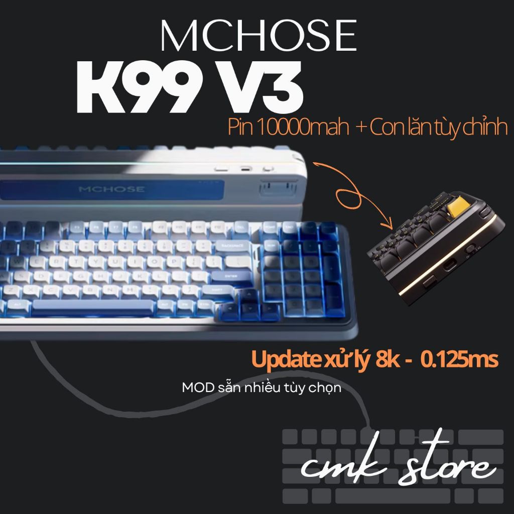 Bàn Phím Cơ Fullsize 99 -  Mchose K99 V2 | V3 - Update vi xử lý -Con lăn Volume -   Plate PC | FR4 -