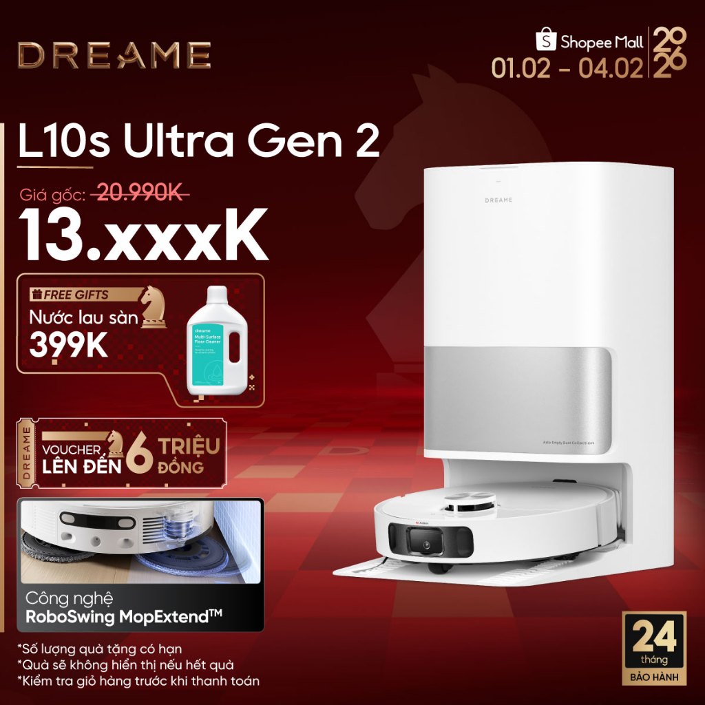 Dreame L10s Ultra Gen 2/L10s Ultra Gen 3/D20 Ultra/L10 Ultra Robot hút bụi thông minh |  | Lau xoay 