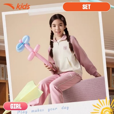 ANTA Kids Bộ Quần Áo Thể Thao Bé Gái 2 Món Áo Sweater Kèm Quần, Phong Cách Thể Thao Năng Động A62537708