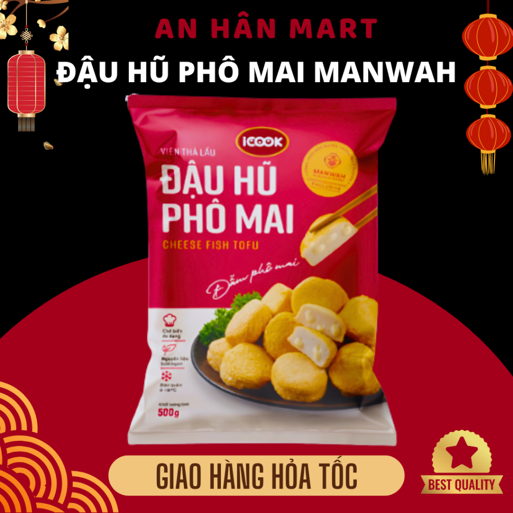 Viên thả lẩu đậu hũ phô mai Manwah Icook gói 500g
