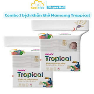 Combo 2 Bịch Khăn vải khô đa năng Tropical 160 tờ, khăn khô mamamy tropical cao cấp