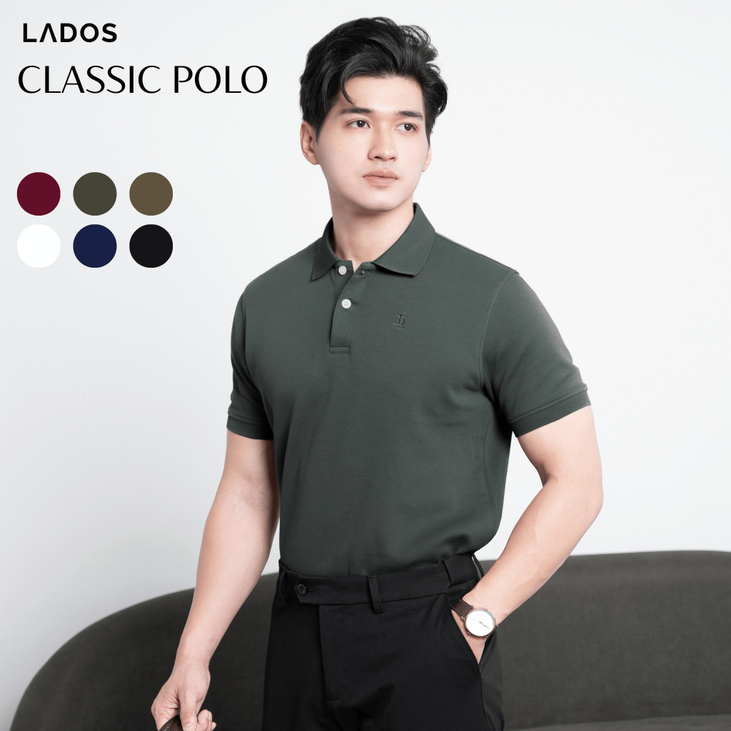 Áo Thun Polo Nam Ngắn Tay LADOS-29156 Vải Cá Sấu Interlock Form Regular Fit dòng áo premium đơn giản