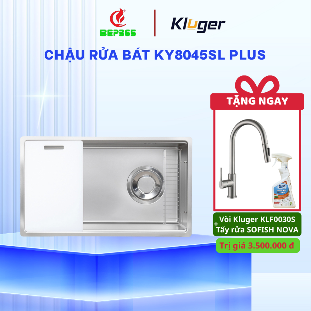 [TẶNG VÒI] Chậu rửa bát Kluger KY8045SL Plus - Dễ dàng lắp đặt và sử dụng