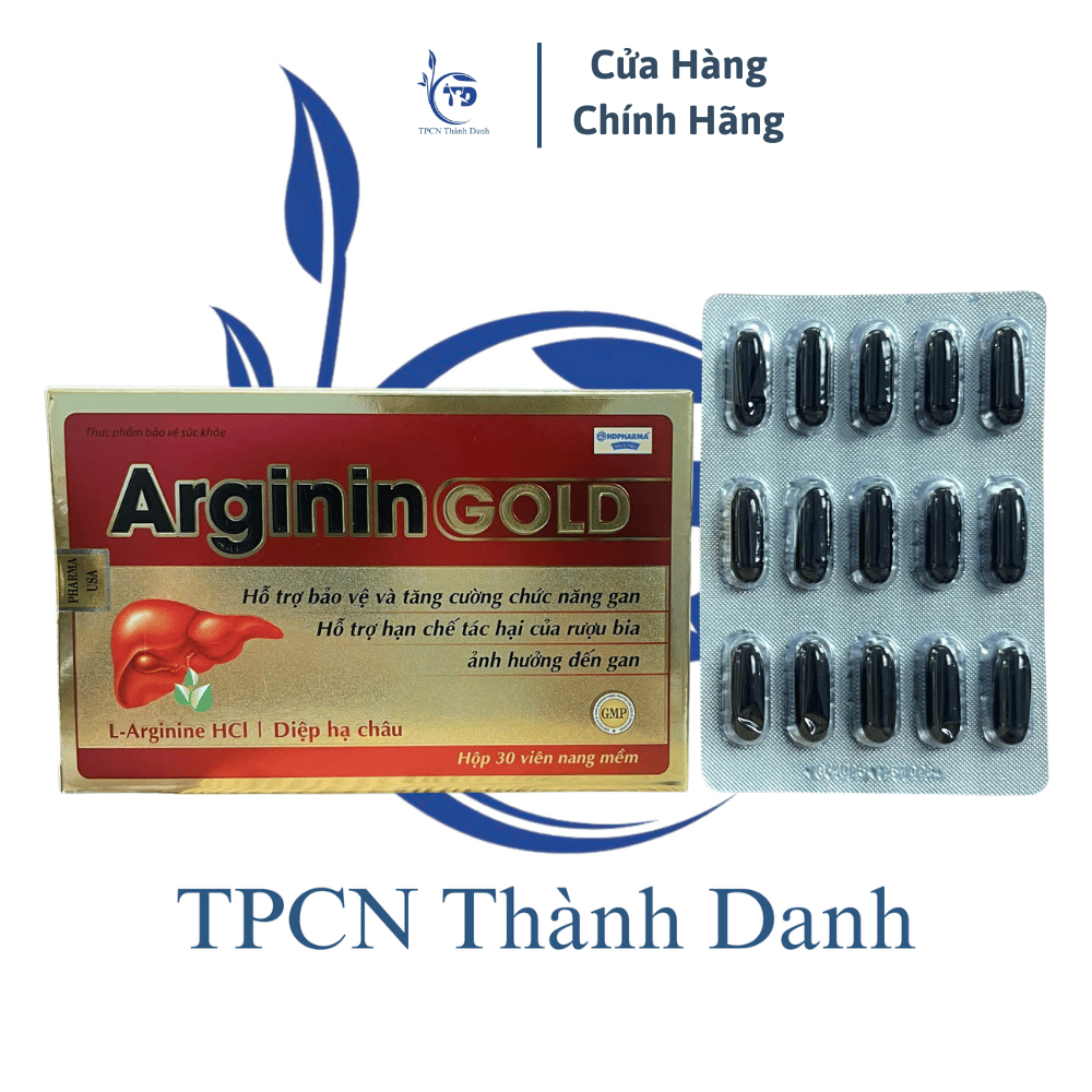 Viên Uống ARGININ GOLD Hỗ Trợ Bảo Vệ, Tăng Cường Chức Năng Gan, Thanh Nhiệt, Làm Mát Gan - Hộp 30 Vi