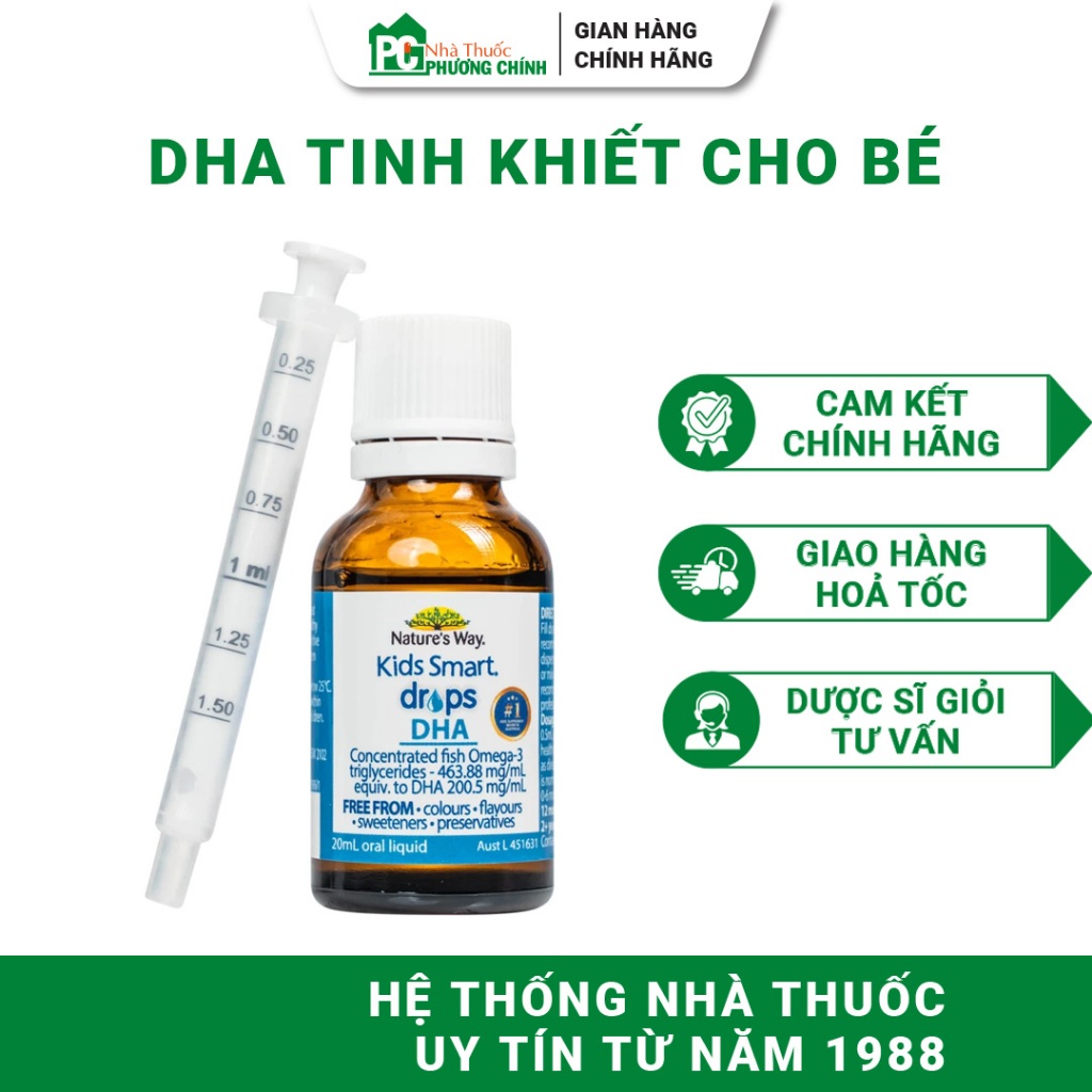 DHA Drops Nature's Way Kids Smart Drops DHA - Hỗ Trợ Bé Phát Triển Não Bộ & Thị Giác 20ml