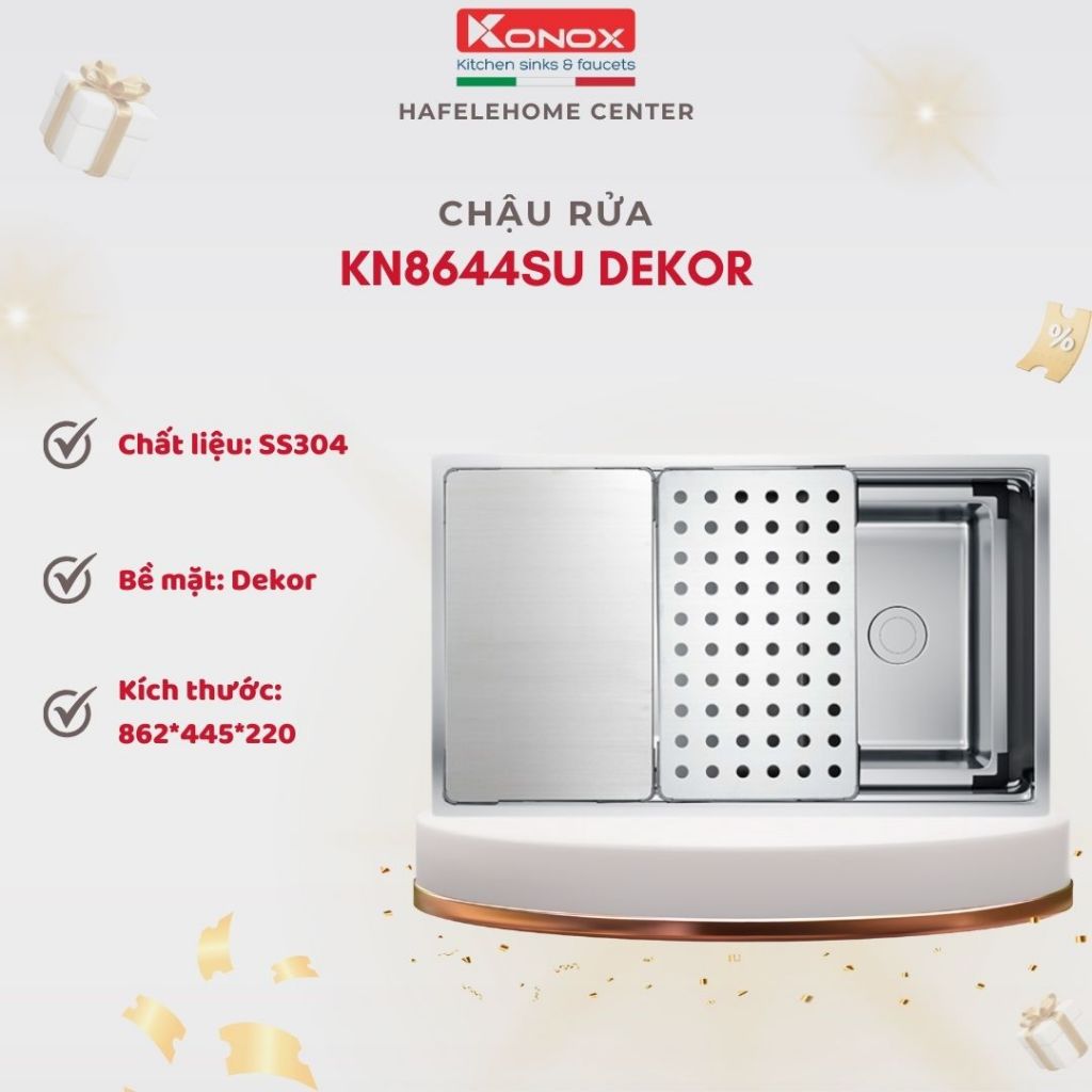 Chậu Rửa Chén Konox Dekor KN8644SU – Chậu Rửa Bát Inox 304, Chống Ồn, Chống Gỉ