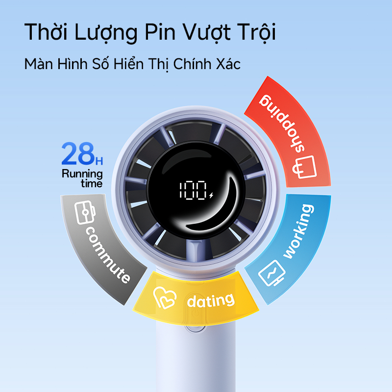 Quạt cầm tay JisuLife 10/10s Mini Dùng 28H Siêu Nhẹ Siêu Nhẹ Gió Mạnh, Cho Học Sinh, Thể Thao, Du Lịch | BigBuy360 - bigbuy360.vn