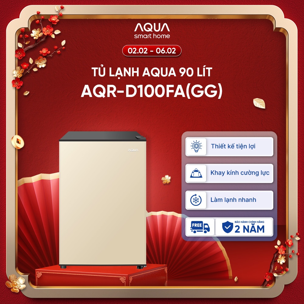 [SẢN PHẨM MỚI 2025] Tủ lạnh Aqua 90 lít AQR-D100FA(GG) - Màu be - Freeship toàn quốc - Có hỗ trợ đổi