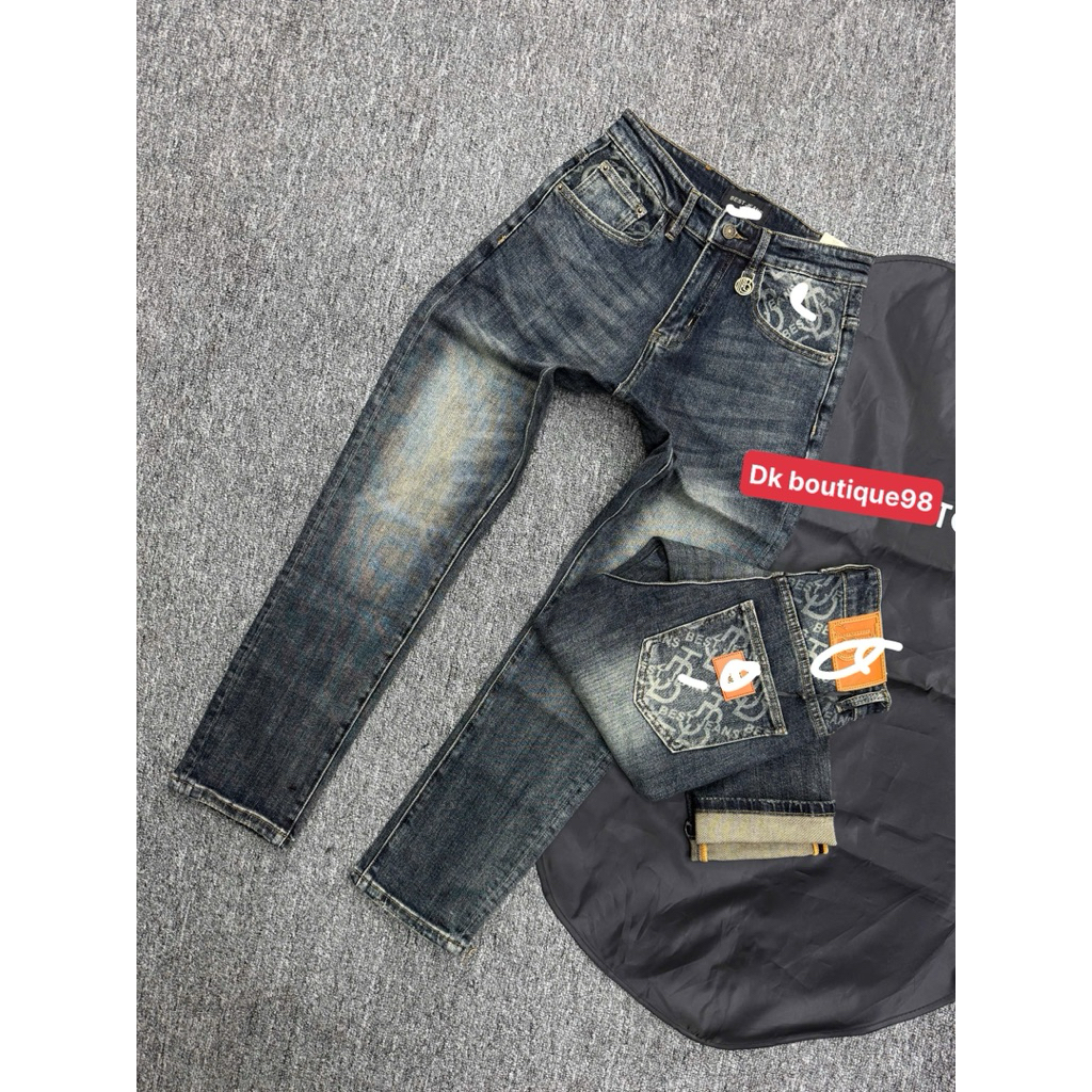 quần bò nam dk boutique xanh trơn đậm hoạ tiêt túi sau điểm nhấn cực đẹp,phom chuẩn 1:1 chất lượng c