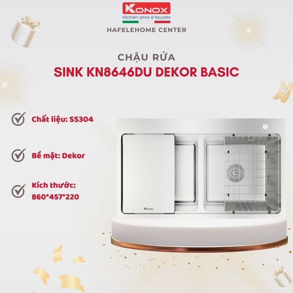 Chậu Rửa Bát Konox KN8646DU Dekor – Undermount Sink, Thiết Kế Hiện Đại, Dễ Vệ Sinh