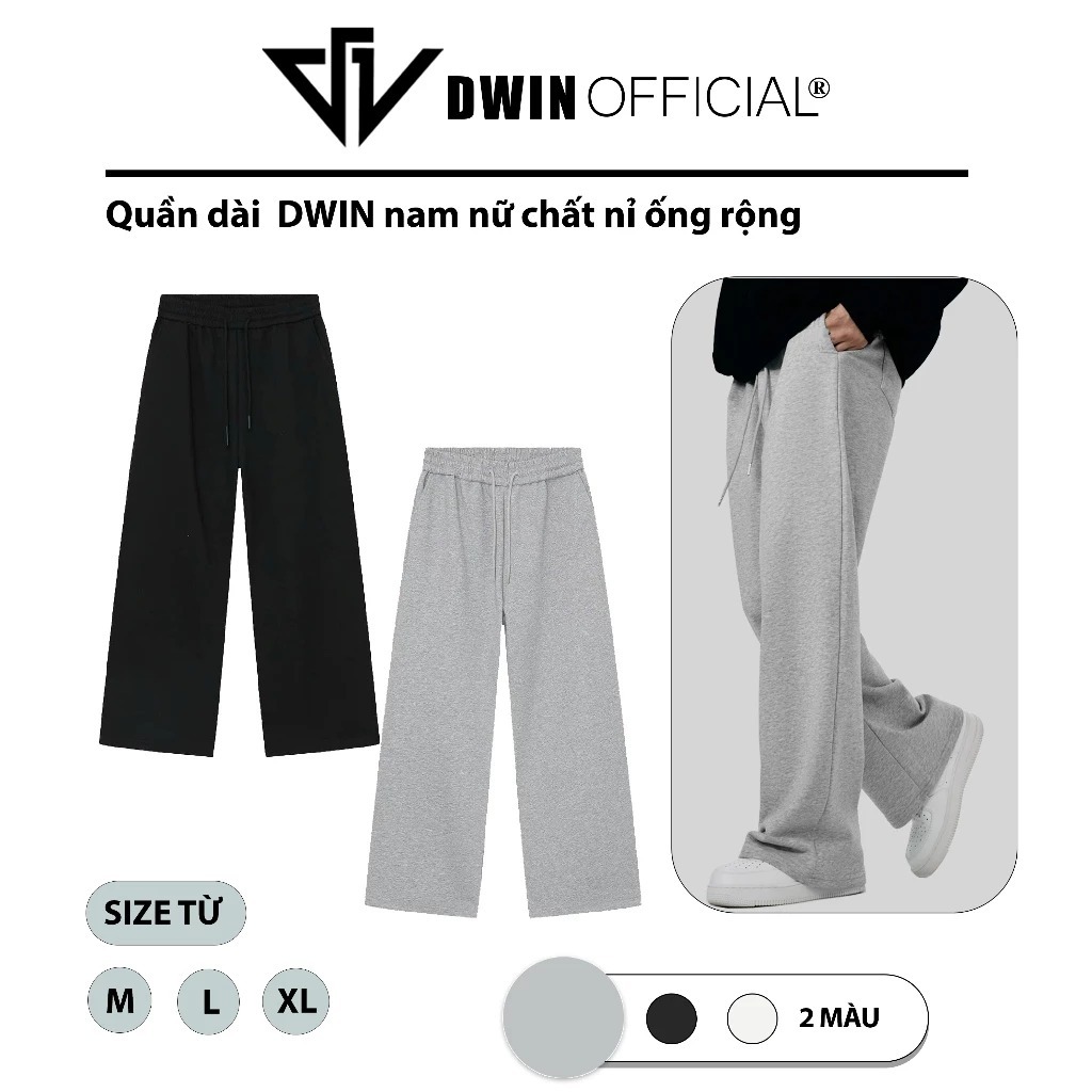 [Peinn] [Classic] Quần dài form rộng DWIN nam nữ chất nỉ ống suông unisex Track Pants local brand